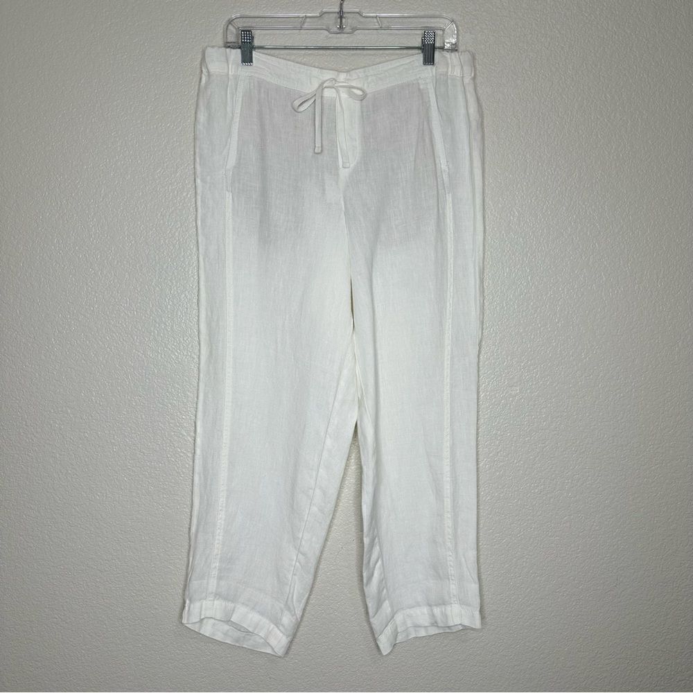 NWT J. Jill 100% Linen White Drawstring Casual Pants